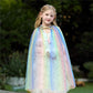 Lovely Mermaid Girls Cape Cloak Princess Shining Halloween Christmas Dress Up Birthday (Rainbow)