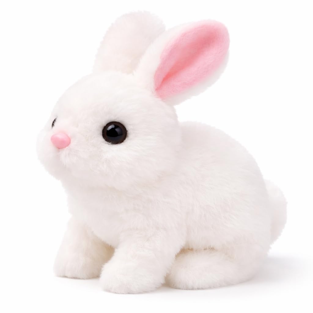 HMKs Interactive Walking & Talking Rabbit Toy  Realistic Plush Bunny with Sound, Hopping Action, Wiggle Ears & Twitch Nose, So