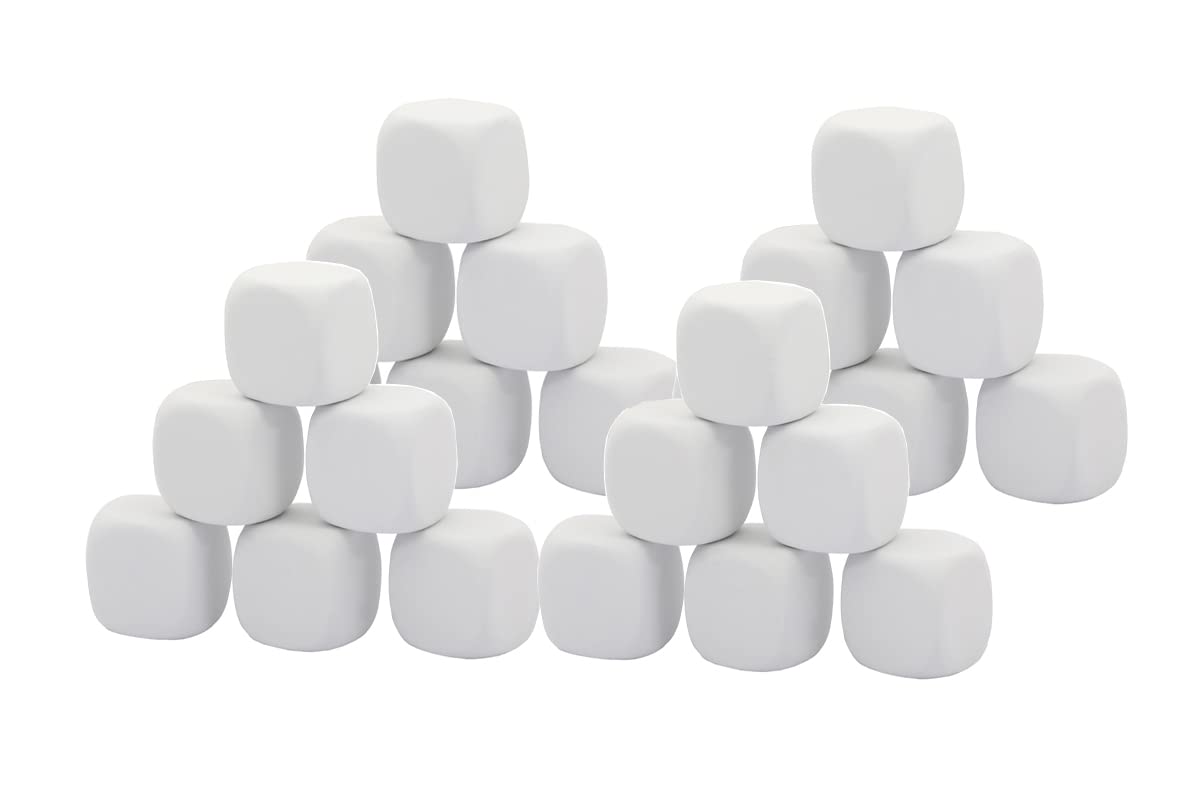 Qidiwin White Eva Foam Dices For Kids Graffiti, Building Blocks,Creative Painting,24Pcs