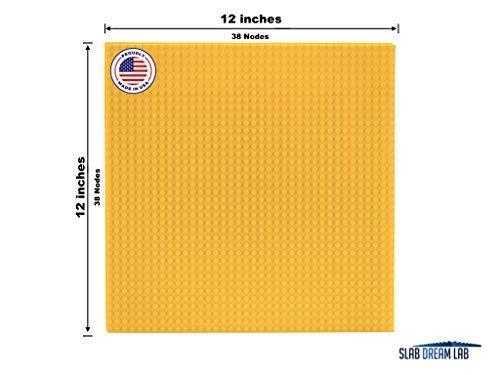 Slabdreamlab 12'X12' Baseplate For All Major Building Bricks And Blocks (Yellow, 4-Pack)