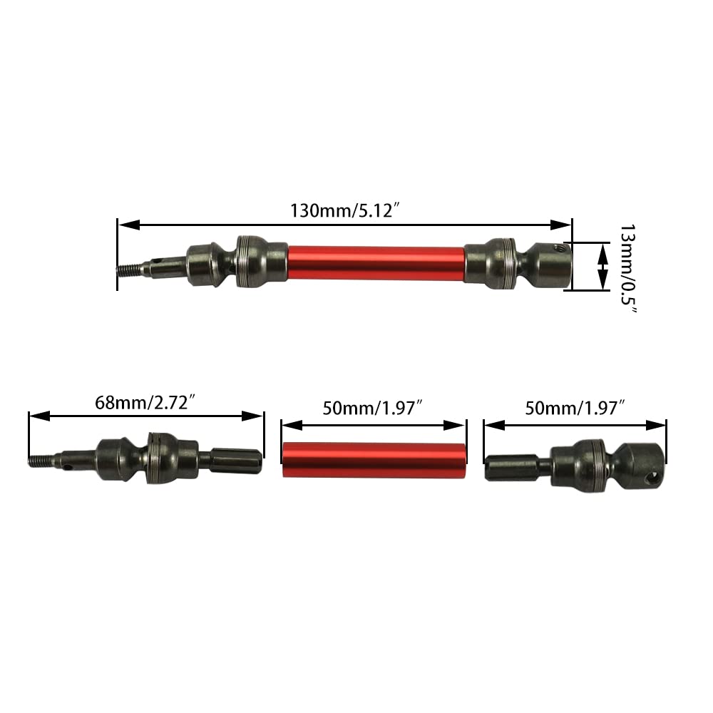 RCAWD 4X Slider Front/Rear Drive Shaft Set for 1/10 Arrma Big Rock 4X4 V3 3S Blx Brushless Monster Truck RTR Upgrade Parts(Red)