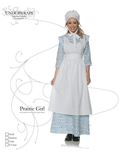 Pioneer Womens Costume With Apron And Bonnet | Small