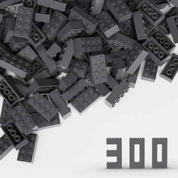 TTEHGB TOY Classic Bulk Brick Block 2x4, 300 Piece Building Brick Dark Grey, Compatible with Parts and Pieces 3001, Creative Pla