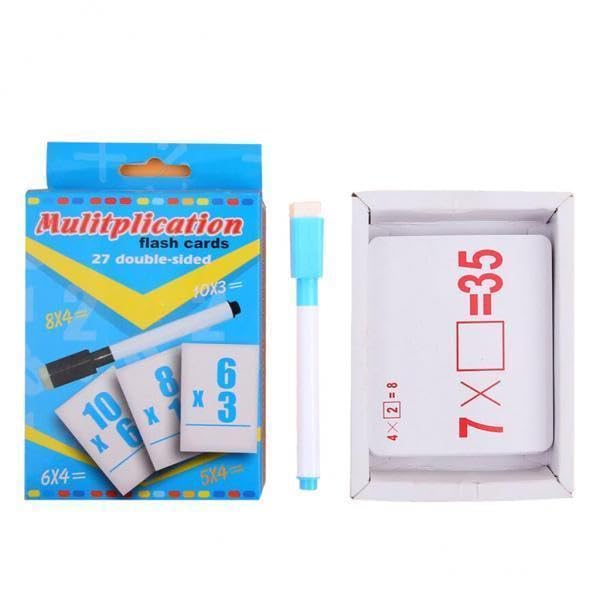 Merishopp 2X27 Pieces Double Sided Educational Arithmetic Flash Cards With Erasable Pen Multiplication| Kids Toy Set | Baby Prod