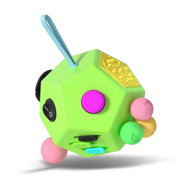 Fidget Dodecagon –12-Side Fidget Toys Cube Relieves Stress And Anxiety Anti Depression Cube For Children And Adults Easter Basket Stuffers Gift Idea (B1 Green)