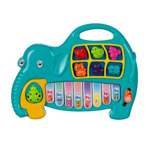 Toywala Musical Piano Toy For Kids | Cute Elephant Design | Animal Sounds & Keyboard | Fun Learning Musical Toy | Turquoise
