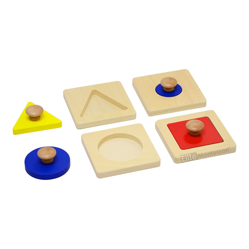 Elite Montessori Thick Single/Multiple Shape Jumbo Knob Puzzles Preschool Toddler Learning Material (Single Shape Puzzles)