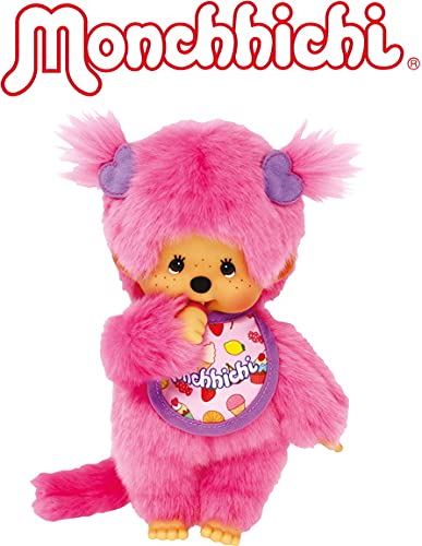 BANDAI - Monchhichi - Monchhichi Frozen Fruits Plush - Iconic 80s Plush - Soft Pink Plush 20 cm for Children and Adults - SE2338