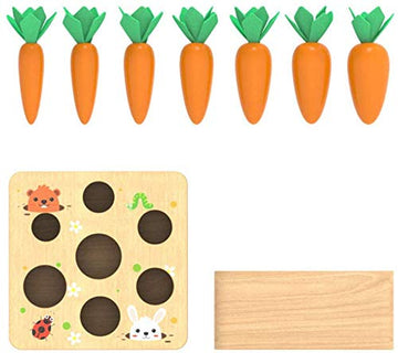 Ancaixin Montessori Toys For Babies 6-12 Months, Wooden Toys For 1 Year Old Boys And Girls, Educational Carrot Harvest Toy For Toddlers, Shape Sorting Matching Puzzle, Developmental Birthday Gifts