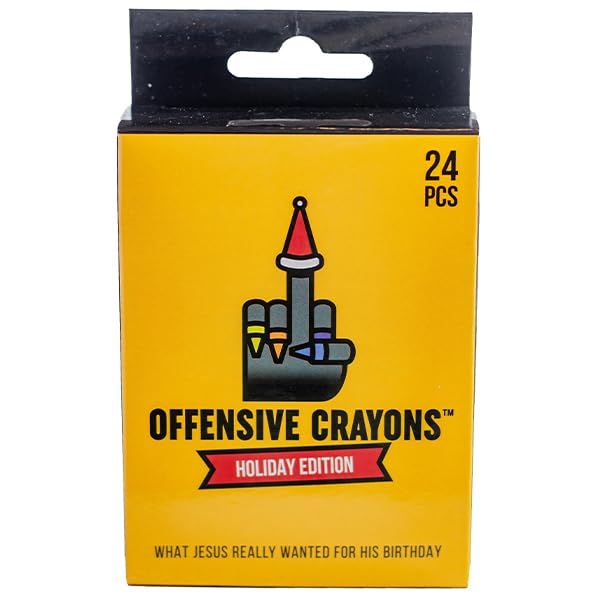 MilkToast Brands Offensive Crayons Holiday Edition, 24-Count Adult Crayons with Sarcastic Sayings, Funny Gag Gift for Christmas, Secret Santa, Dark Humor Gifts, Sarcastic Funny Gifts -Like New