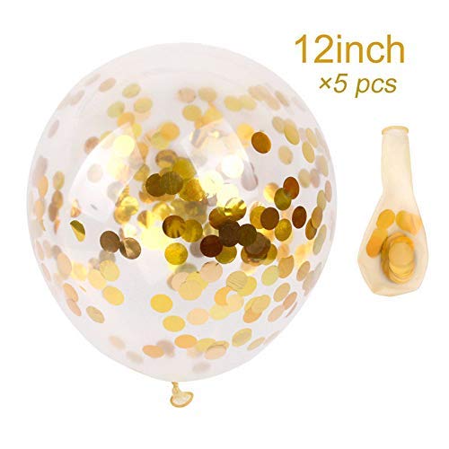 Tellpet Black Happy Birthday Banner With 5 Pcs Gold Confetti Balloons