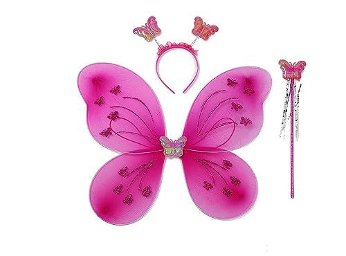 Ak Anolihk Net Fairy Butterfly Wings Costume For Baby Girl (Dark Pink Wings)