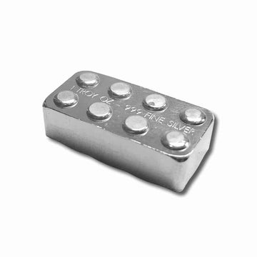 Dp Lego 1 Oz .999 Silver Bar Hand Poured