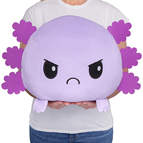 Teeturtle - Giant Moody Axolotl Plushie - Angry Purple Sparkle - Huggable, Soft, Pillowy, Sensory Toy Stuffed Animals That Show