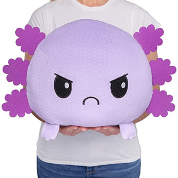 Teeturtle - Giant Moody Axolotl Plushie - Angry Purple Sparkle - Huggable, Soft, Pillowy, Sensory Toy Stuffed Animals That Show