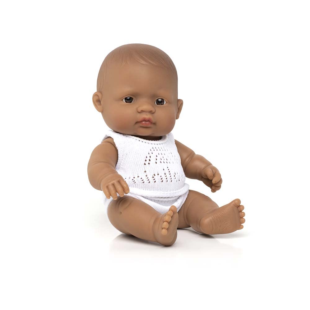Miniland Doll 8 1/4'' Hispanic Boy (Box) - Made In Spain, Anotomically Correct, Quality, Inclusion