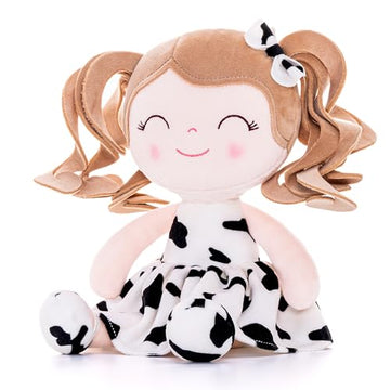 Gloveleya Baby Dolls Soft Snuggly First Baby Girl Gifts Plush Doll with Light Skin & Cow Dress 12inches Animal Series