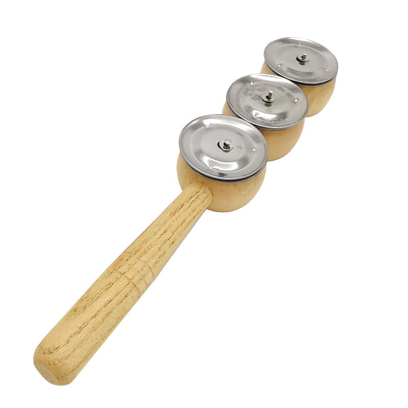 Kacheeg Stick Bell With 3 Bells ChildrenS Hand Bell Percussion Instrument For Music Teaching And Classroom Activities | Brown