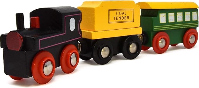 Wooden Train Cars 9 Piece Collection Of Magnetic Trains And Wood Engine And Vehicles Compatible With All Major Brands, A Deluxe