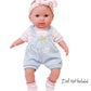 Jc Toys | Berenguer Boutique | Baby Doll Outfit | Gray Overall Shorts With Pink Stripes | Includes Headband And Booties | Ages 2+ | Fits Dolls 14'- 16'