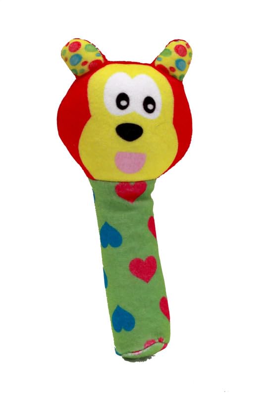 Dtr Creation Baby Plush Rattle Toy  Soft Bear Face Stuffed Rattle For Infants  Lightweight, Heart Print Sensory Toy For Newbor