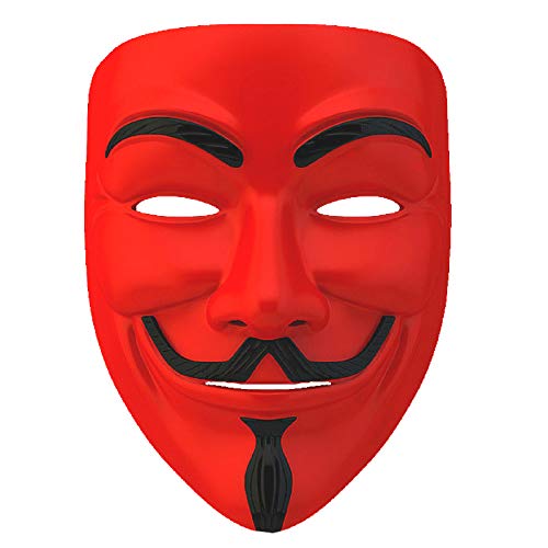 Western Era Vendetta Face Mask, Anonymous Edition Perfect Fit Cosplay, V For Vendetta (Red) (Pack Of 1)