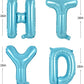 Toniful Light Blue Happy Birthday Balloons Banner, 16 Inch Mylar Foil Letters Sign Bunting Reusable Ecofriendly Material For Gir