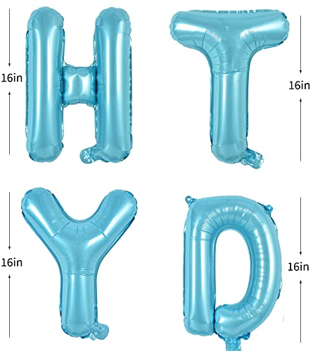 Toniful Light Blue Happy Birthday Balloons Banner, 16 Inch Mylar Foil Letters Sign Bunting Reusable Ecofriendly Material For Gir