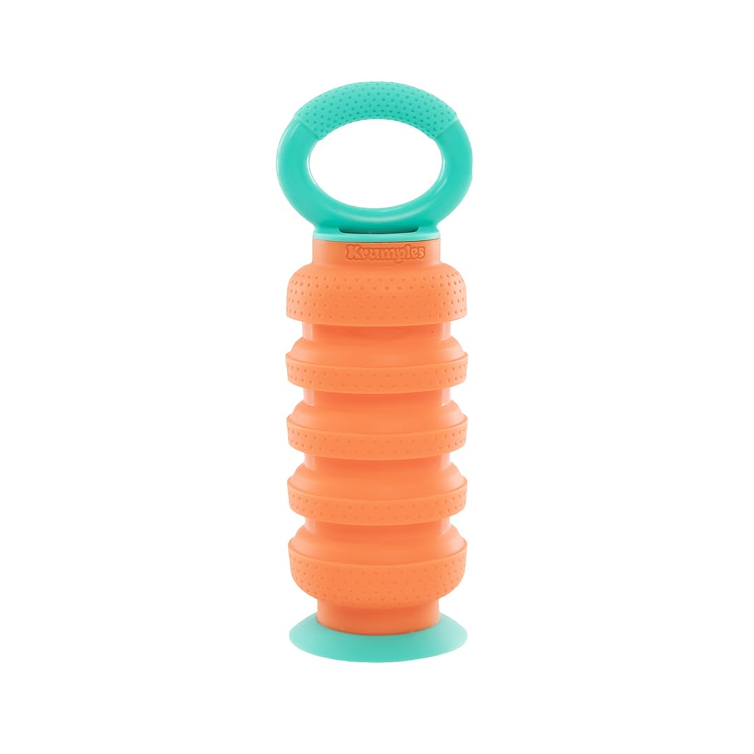 KRUMPLES Plungy Orange Sensory Suction Toy for Ages 10M+ | BPA-Free Silicone Fidget | Promotes Fine Motor Skills | Dishwasher Sa