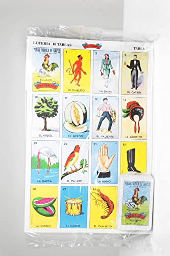 Don Clemente Mexican Jumbo Loteria Set, Deck Of Cards Fun And Educational, 10 Large Boards