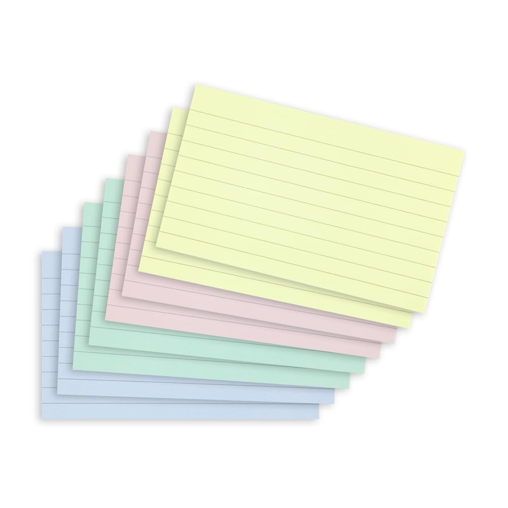 Summit Flash Cards, Revision Cards, 400 Pack Record Cards, 125 x 75 mm Index Cards, Pastel Assorted Colours