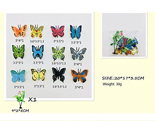 Smilersmile 12Pcs Plastic Butterflies Toy Butterfly Action Figures Art Decoration Removable Reusable For Cake Topper (Butterfly)