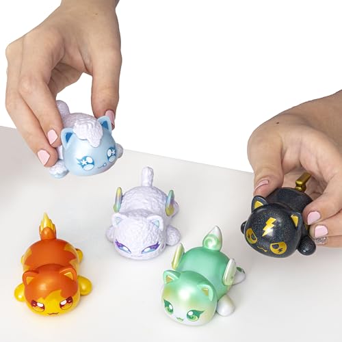 Aphmau Mystery MeeMeow Figures Multi-Pack - 5 Glow-in-the-Dark Elemental Toys, Miniature Size, Multi-Color, Model 612153