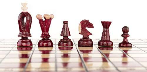 Chess And Games Shop Muba Beautiful Handcrafted Wooden Chess Set With Wooden Board And Handcrafted Chess Pieces Gift Idea Products (12.5 (32 Cm) Red)
