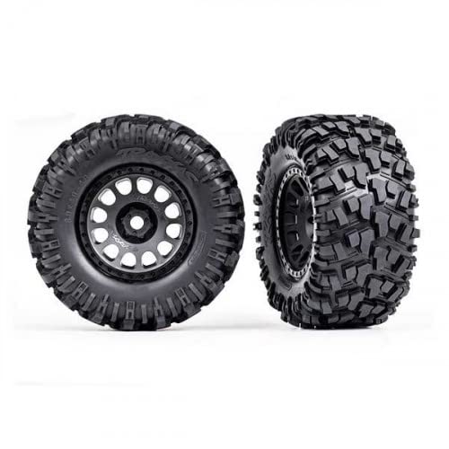 Traxxas 7875 Tires/Wheels, Glued (XRT Race Black Wheels, Maxx AT Tires, Inserts)