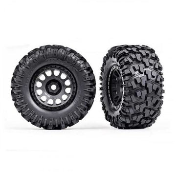 Traxxas 7875 Tires/Wheels, Glued (XRT Race Black Wheels, Maxx AT Tires, Inserts)