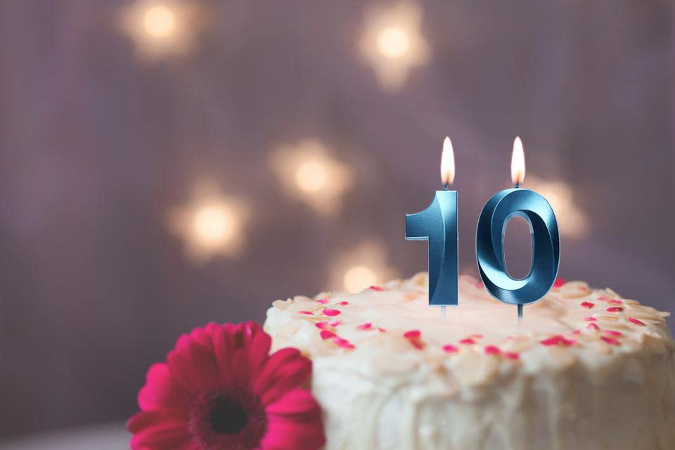 Blue 10th Birthday Candles, Number 10 Cake Topper for Birthday Decorations Party Decoration