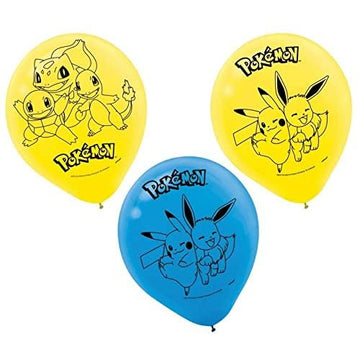 Amscan Pokemon Themed Latex Balloons | Yellow, Blue - 12' | Pack Of 6