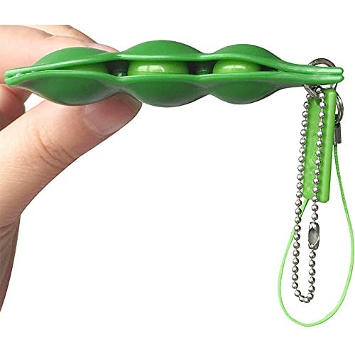 Ganjiang 12Pcs Squeeze Bean Keychain Fidget Toys For Skin Picking, Pea Pod Sensory Fidget Toys,Stress Relief,Party Favor Toys