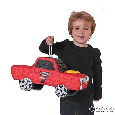 Fun Express Race Car Pinata - Red Paper Birthday Party Decor, Includes Hanger, Perfect for Kids' Race Car Themed Events - Model FBA_70/7490