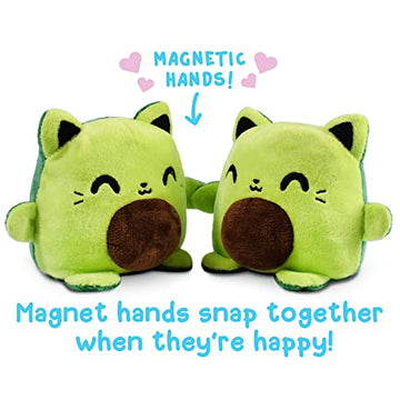 Teeturtle - Plushmates - Magnetic Reversible Plushies That Hold Hands When Happy - Avocado Cat - Huggable And Soft Sensory Fidge