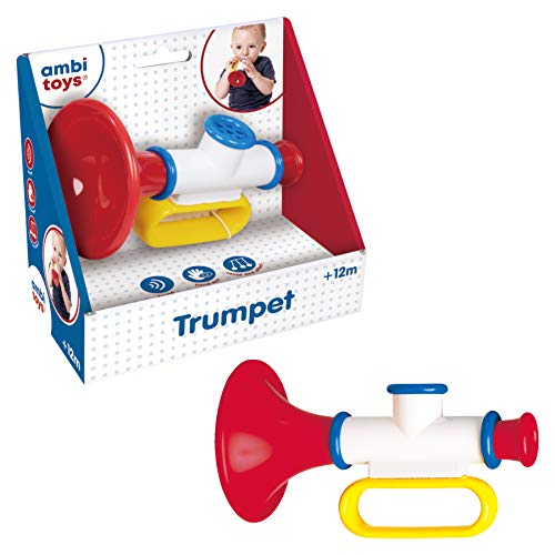 Ambi Toys Trumpet - Multi-Colored Musical Baby Toy for Ages 12 Months+, Medium Size, Engaging and Fun Developmental Play
