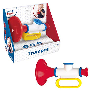Ambi Toys Trumpet - Multi-Colored Musical Baby Toy for Ages 12 Months+, Medium Size, Engaging and Fun Developmental Play