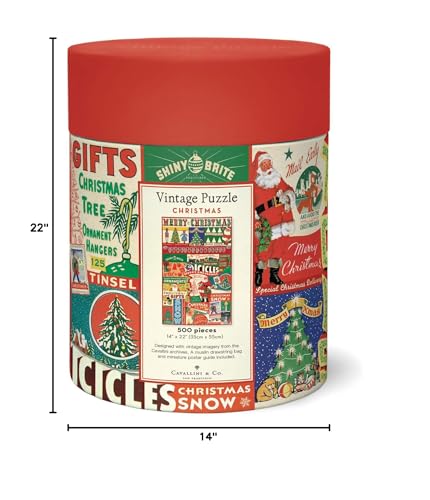 Cavallini Vintage Christmas Puzzle - 500 Piece, Multi Color, Model PZL500/CHRVIN