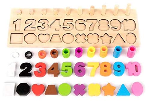 Toys Uncle Wooden 3 In 1 Number Puzzle Math Game For Toddlers Number Counting Puzzle Sorting Montessori Math Learning Toy For Pr