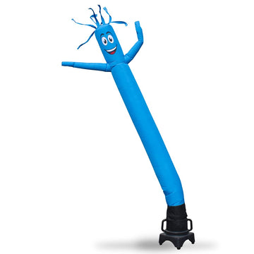 Light Blue Cyan 8 Foot Tall Inflatable Tube Man Air Powered Waving Puppet, Air Blower Motor Included with 6ft Solid Colored Danc