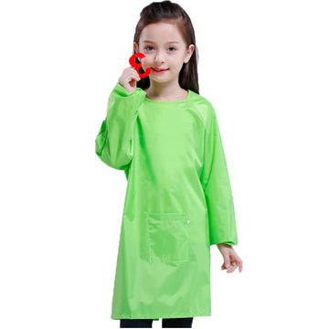 Huahui Kids Art Smock Waterproof Painting Apron for Preschool Boys Girls Eating Kindergartner, Green