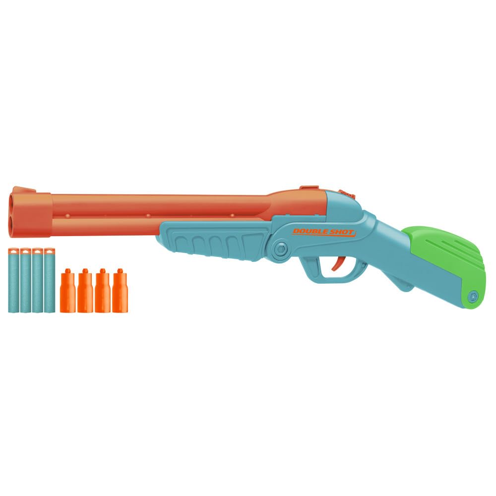 Air Warriors: Over Under Double Shot - Dart Blaster, 4 Accu-Blast Darts & Shells, Double-Barrel, Automatic Shell Ejection, Kids