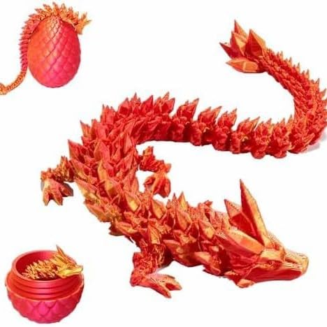 Fuisylr 3D Printed Dragon Egg,Dragon Eggs With Dragon Inside,Crystal Dragon Fidget Toys,Full Articulated Dragon Dragon In Egg,Ad