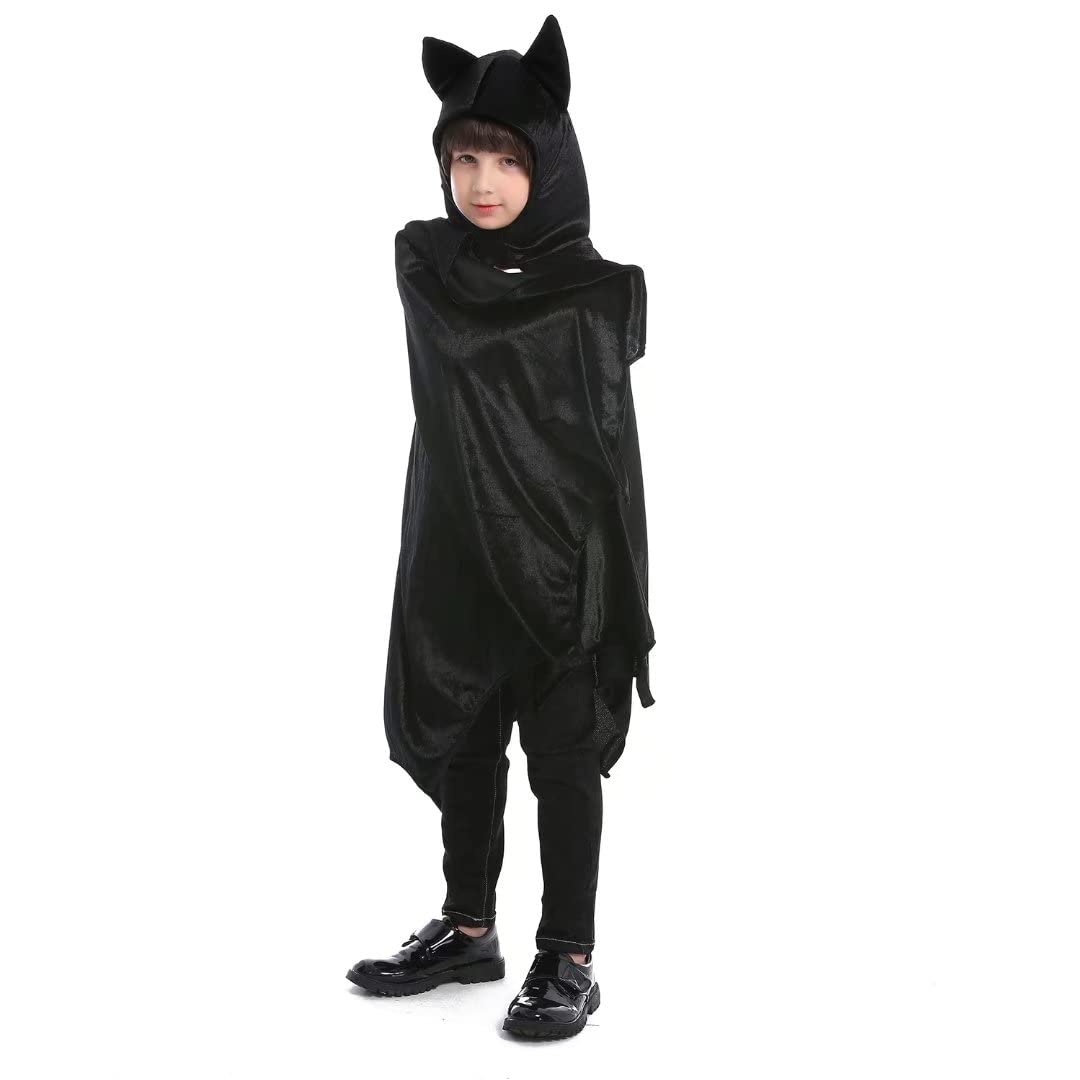 Superhero Dress Up Costumes Cosplay Bat Cape With Hat For Kids Boys Girls Halloween Superhero Theme Party Favors Color Black 6-9 Years Old
